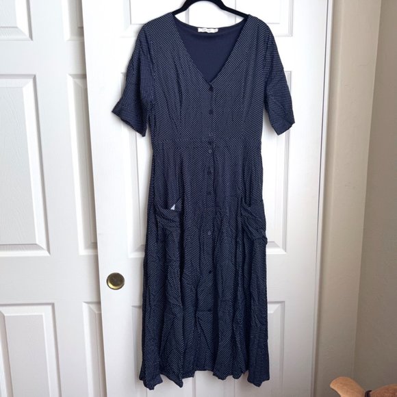 SOLD Rokoko Navy Polka Dot Dress - Picture 1 of 3